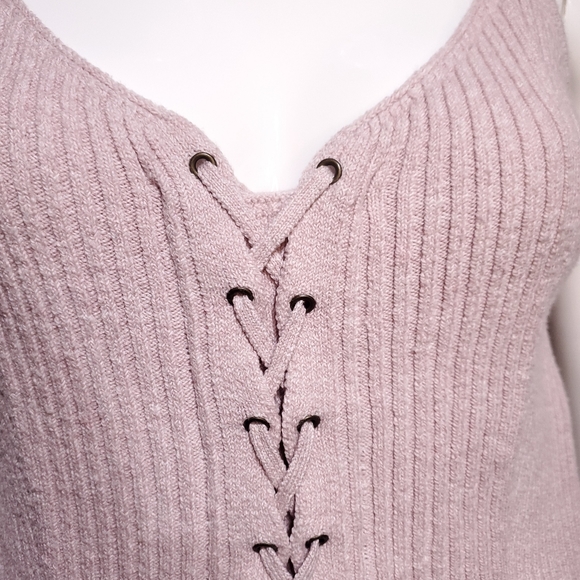 American Eagle Pink Ribbed Corset Camisole - Picture 3 of 4